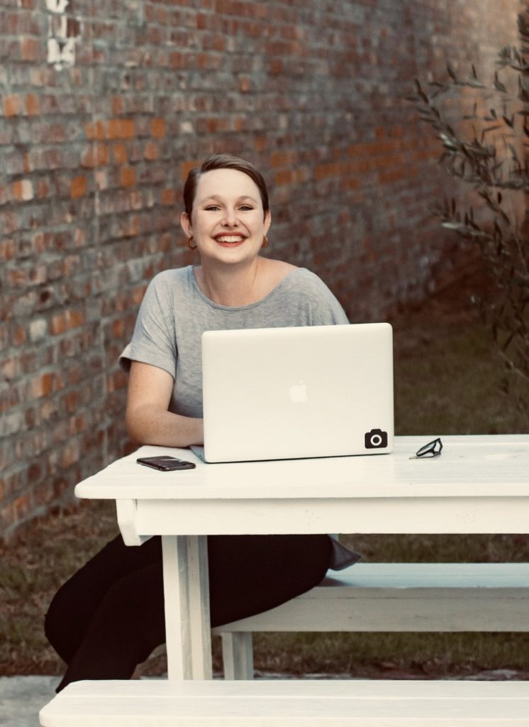 Friendly woman at a computer