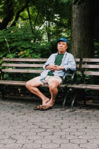 Man resting on a park bench